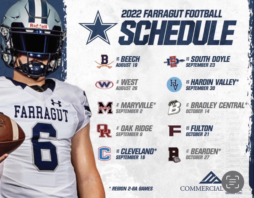 2022 Varsity Schedule Official Home of Farragut Football